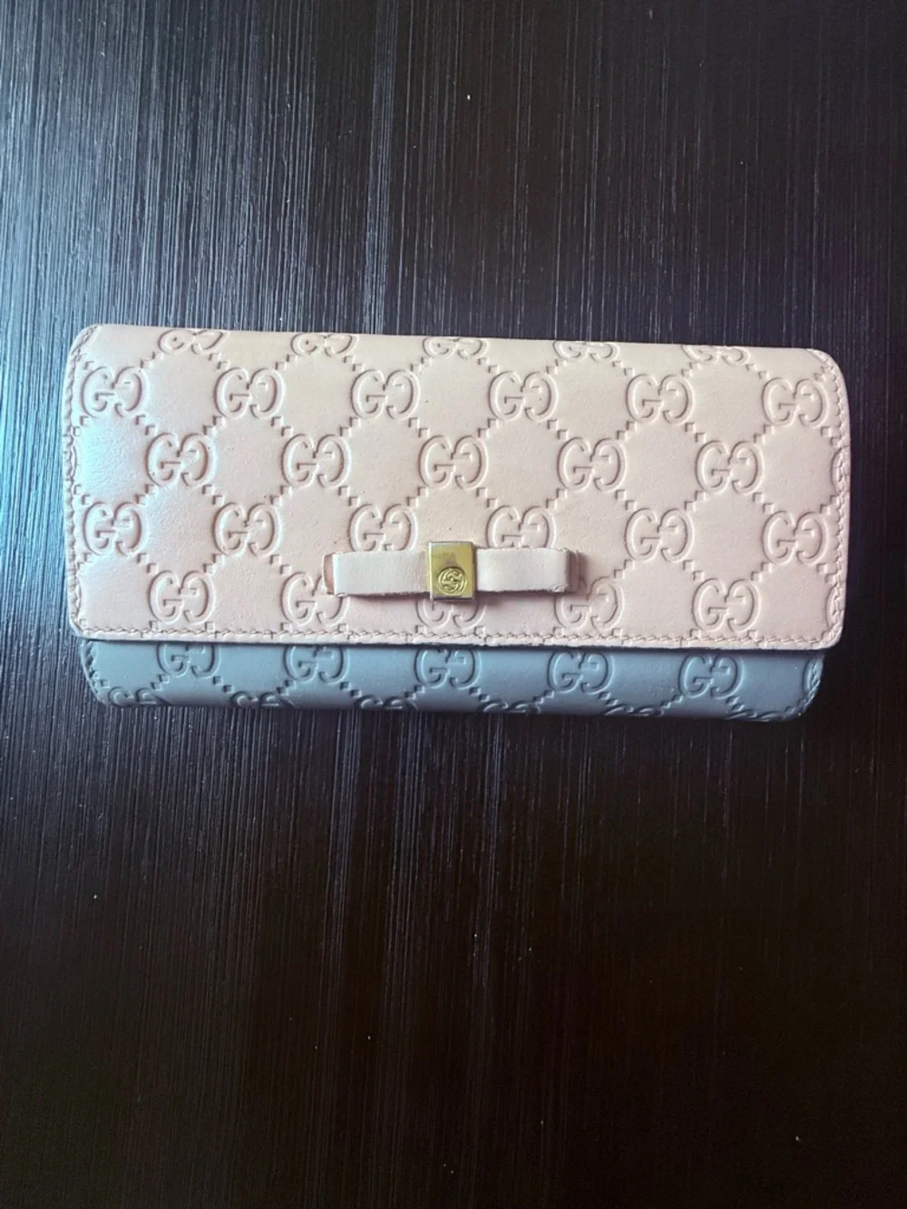 Gucci Ribbon Long Wallet Guccisima Pink/Gray - Picture 1 of 6